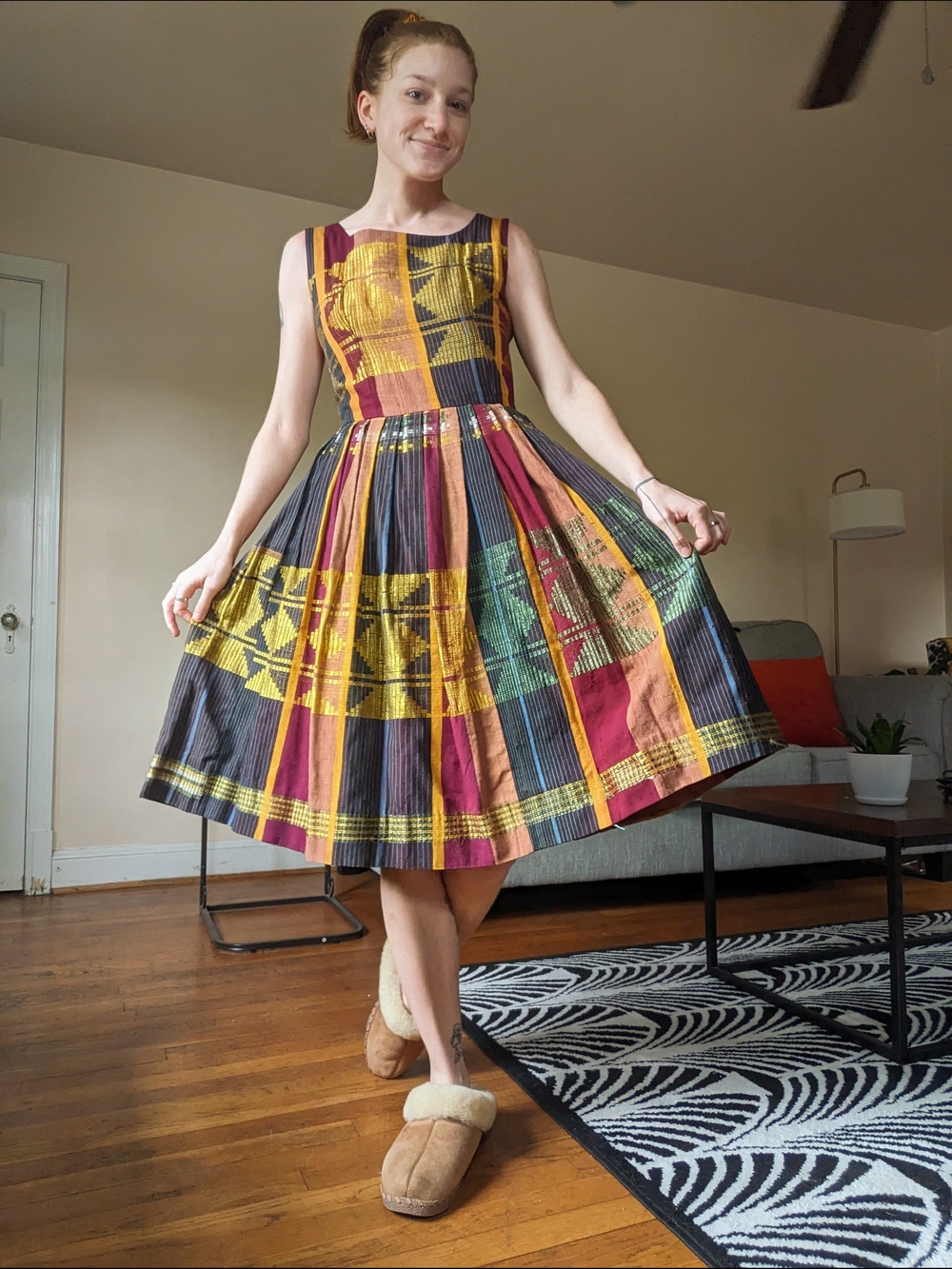 RARE 1960s Shade Thomas Hand Woven Okene Dress